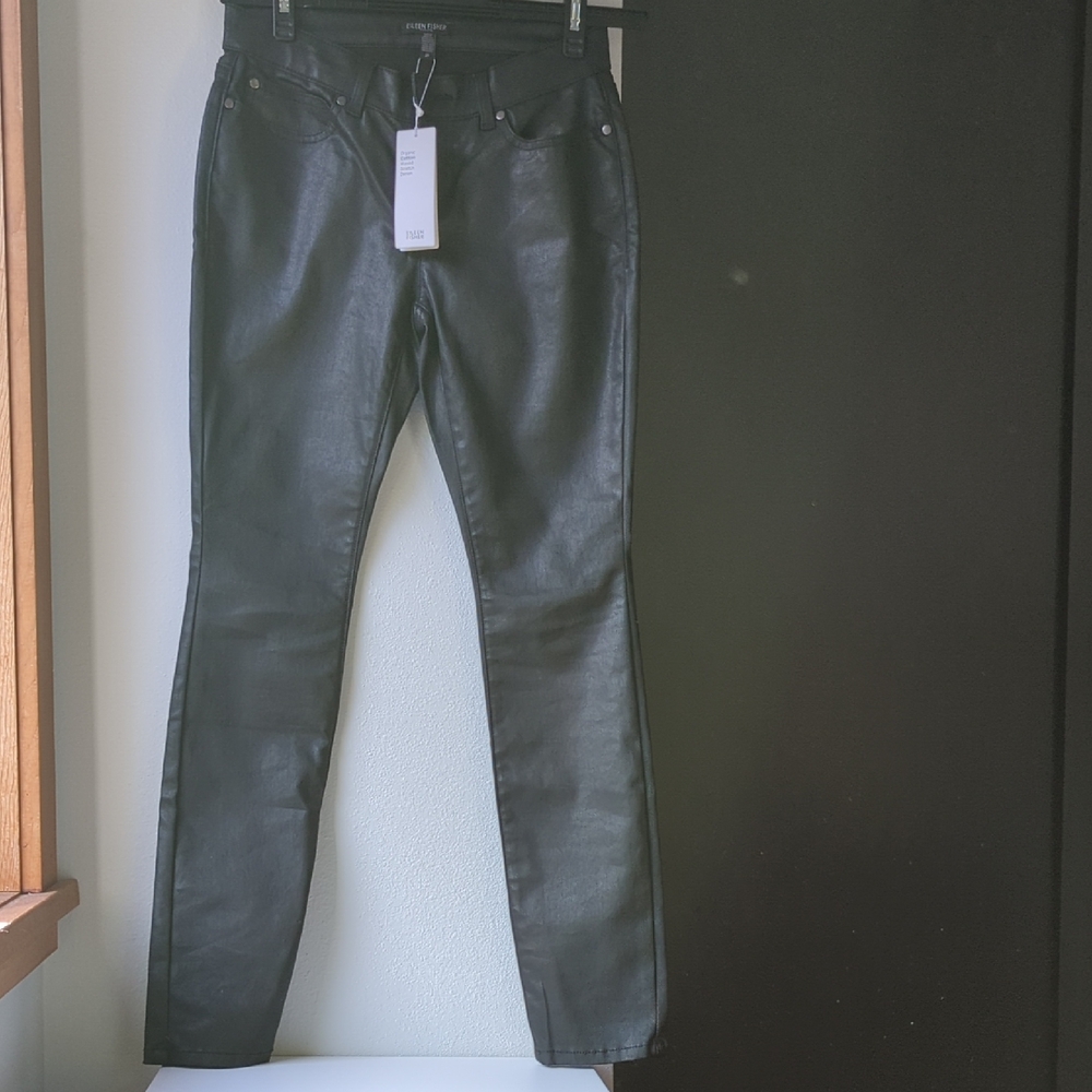 Eileen Fisher Gray Waxed Stretch Denim